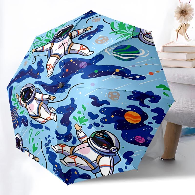 1pc Astronauts Outer_Space Automatic Open/close Umbrella, 8-Rib sturdy structure, Portable Travel Umbrella, Parties, Everyday Useb052