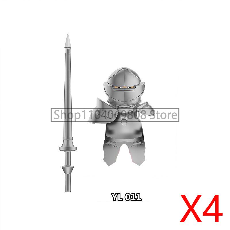 MOC Medieval Military Figures Building Blocks Castle Militia Soldier Dragon Gothic Knight Helmets Swords Shield Bricks Toys N06