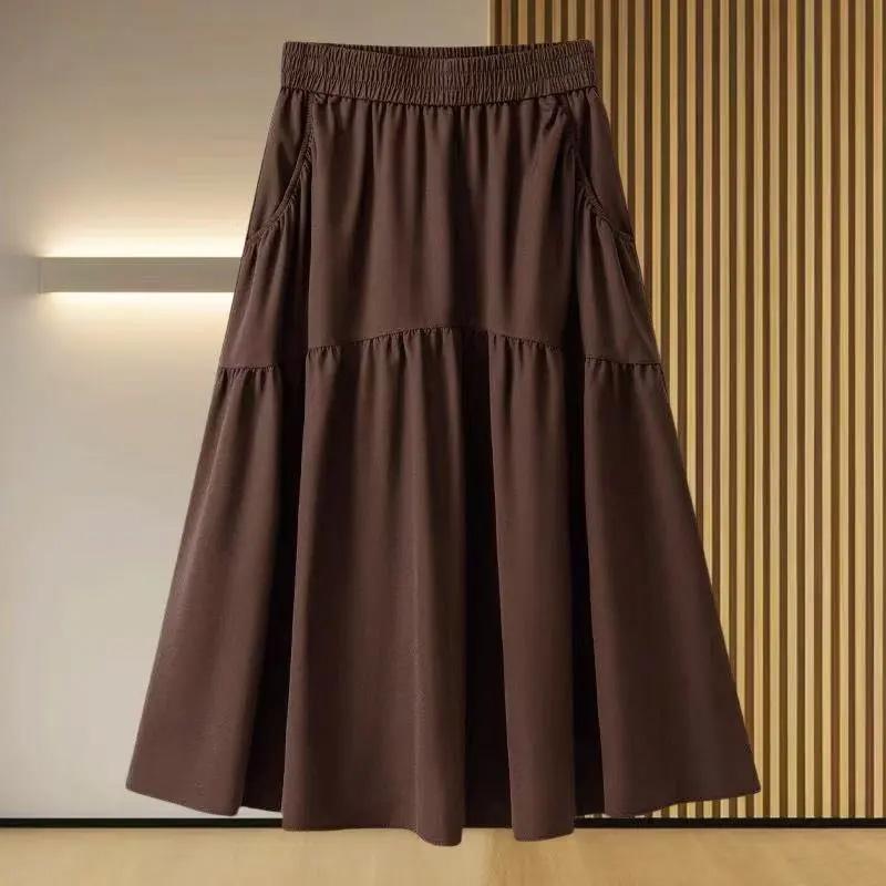 Rock Damen Sommer Lässig Vielseitig Elastisch Hohe Taille Locker Bustierrock Übergröße Dehnbar Schlank Einfarbig Kleider