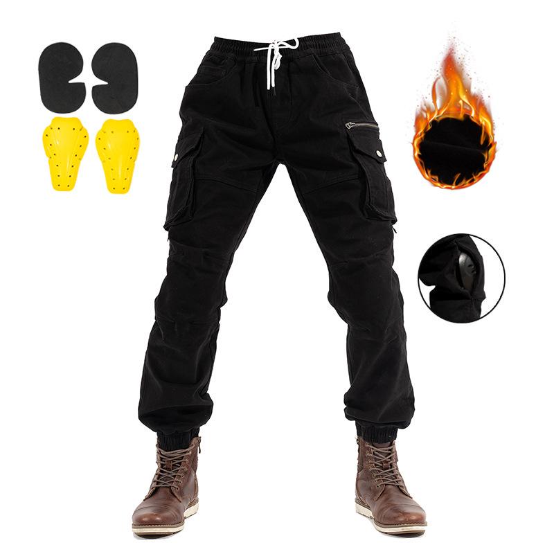 

Унисекс мотоциклетные брюки с флисовой подкладкой: Приталенный крой, Эластичный пояс, Манжеты на щиколотках, Много карманов, Теплый зимний дизайн M чёрный