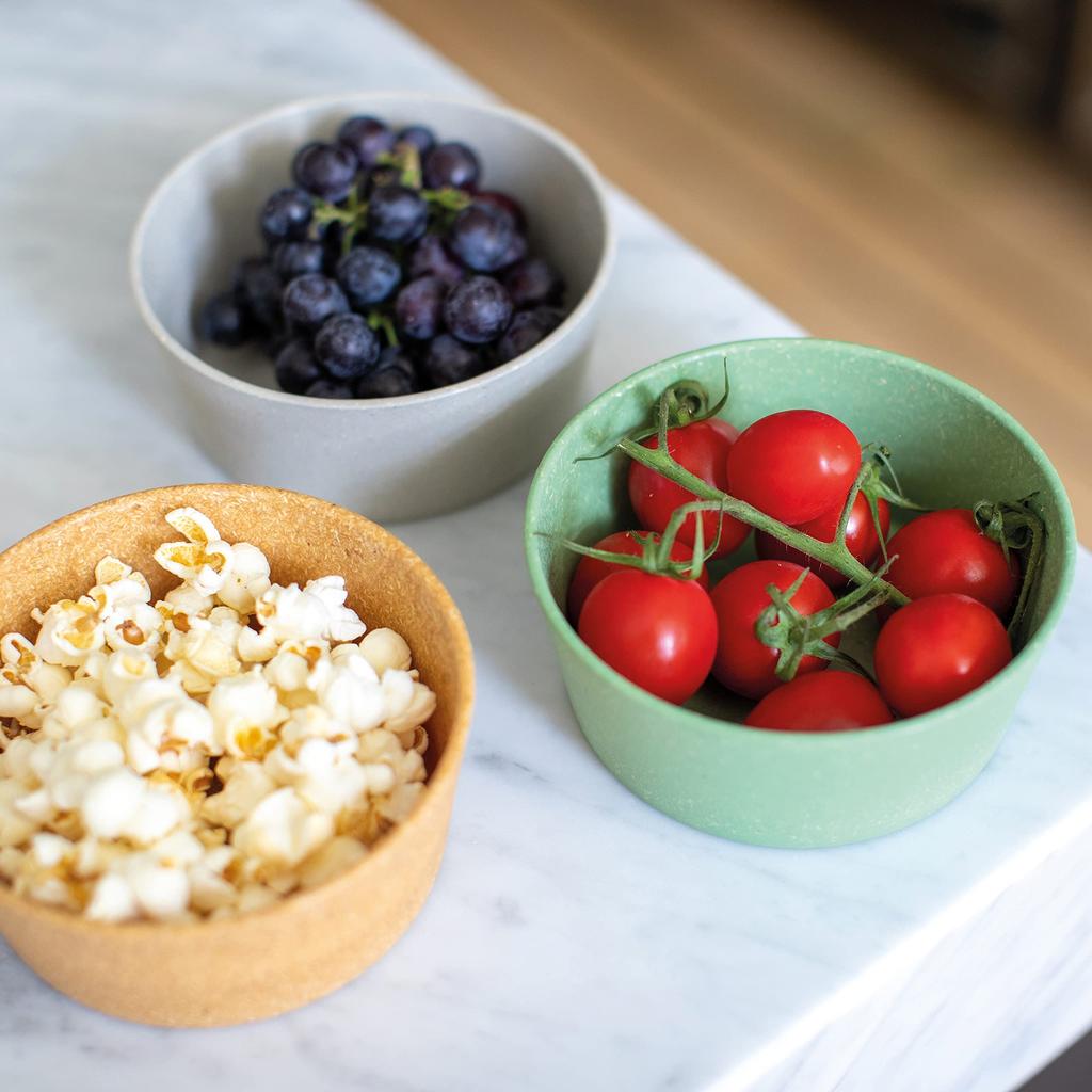 CONNECT Set of Outdoor Plastic Recycled Natural Kitchen Tableware Bowls, 400ml, Green, 2, KOZIOL, Germany, Products, Tableware, Materials, Durable,