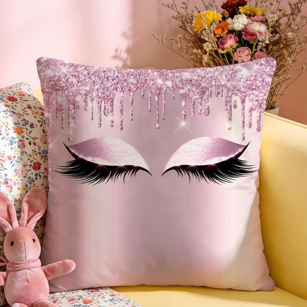 Cushion Cover Short Plush Throw Pillow Soft Washable Sofa Bed Office Cushion Beauty Makeup Eyelash