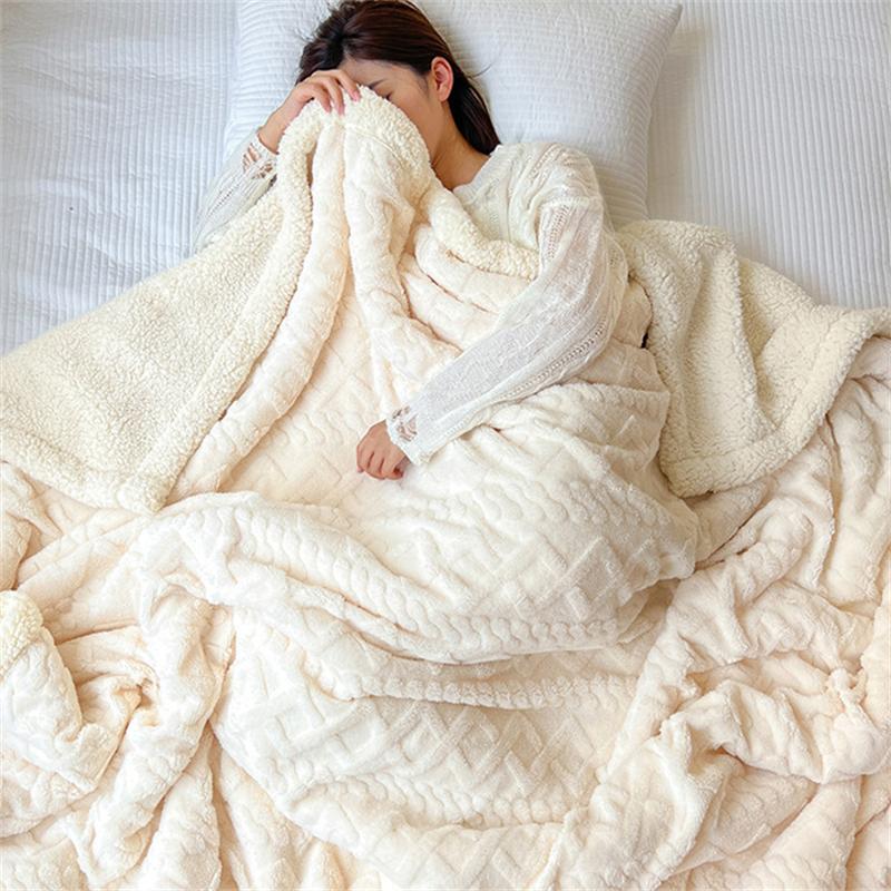 Plaid Bed Blanket Children Adults Warm Winter Blankets and Throws Thick Wool Fleece Throw Sofa Bed Cover Duvet Soft Bedspread