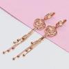 Özel Klasik Gül Çiçeği Moda Küpeler Yeni Yumuşak Zincir Püskül Boncuklu Küpeler Kadınlar İçin Bakır Kaplama Rose Gold Zirkon