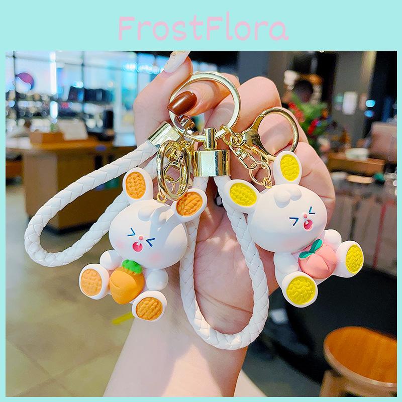 Cute Strawberry Bunny Resin Keychain Adorable Bag Charm Perfect Gift For Girls