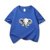 Kids Cotton T Shirt Cute Peeking Little Elephant Print Crew Neck Short Sleeve Tee Casual Breathable Boys Girls Summer Tops
