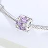 PANPOKI Copper Metal Elegant Purple Zircon Bead Components Authentic Original Pendant Bead Components Bracelet High Quality Fine Jewelry Charm Bead