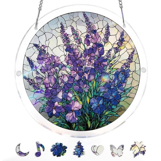 Acrylic Puzzles Sun Catcher Stained Glass Effect Window Hanging Decor Colorful