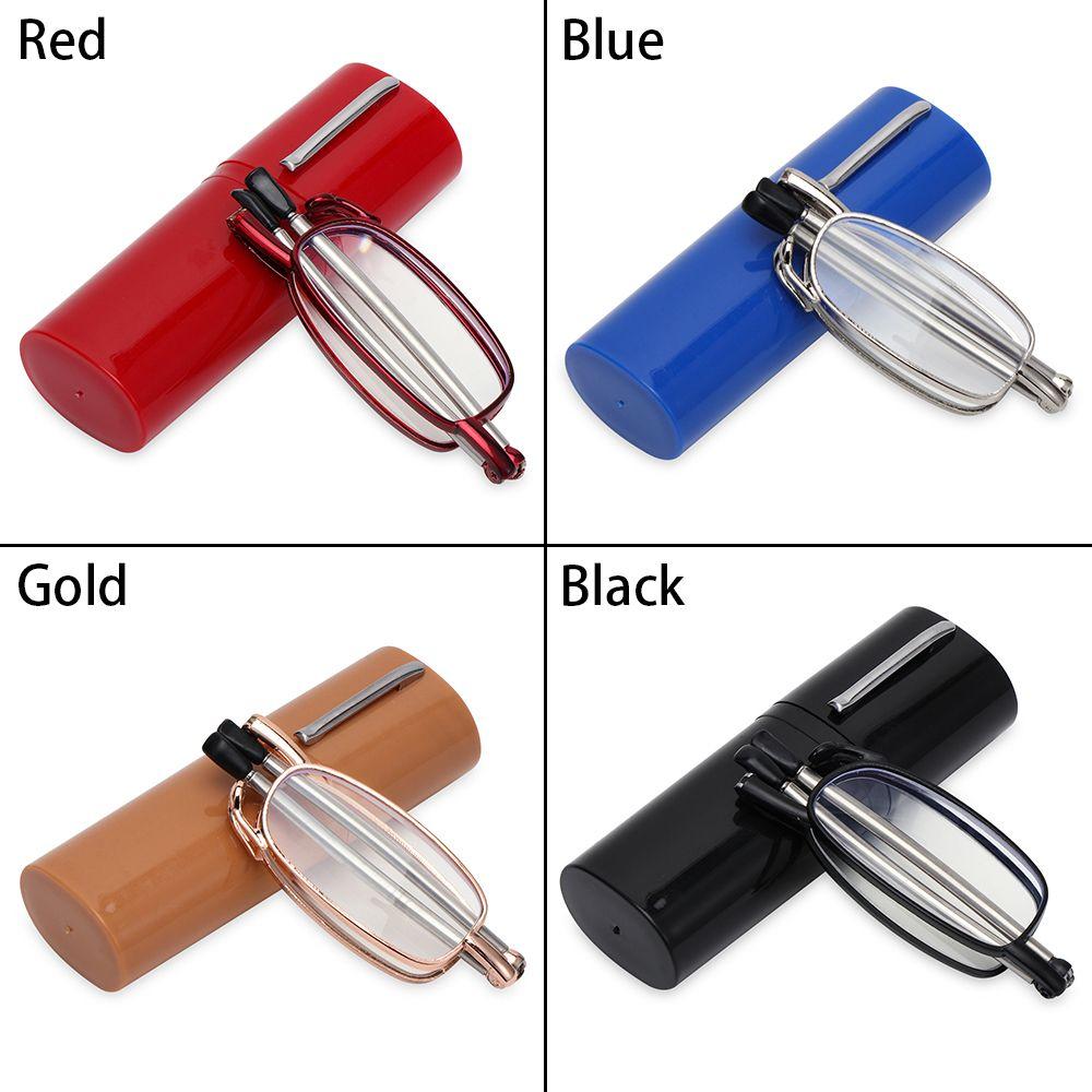 Fashion MINI Folding Reading Glasses Men Women Small Metal Square Frame Presbyopia Eyeglasses with Case Foldable Readers Eyewear