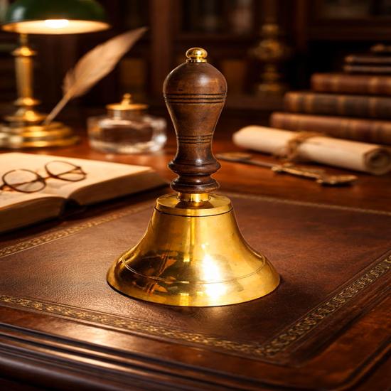 Decorative Brass Bell with Wooden Handle Maritime Nautical Bell Home Accent