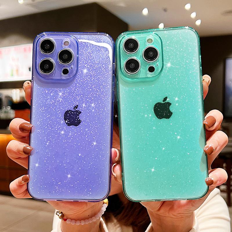 Luxusní třpytivý průhledný kryt Bling pro iPhone 17Air 16 15 14 Pro Max 13 12 11 X XR XS 14 Plus 7 8 Průhledný měkký akrylový kryt
