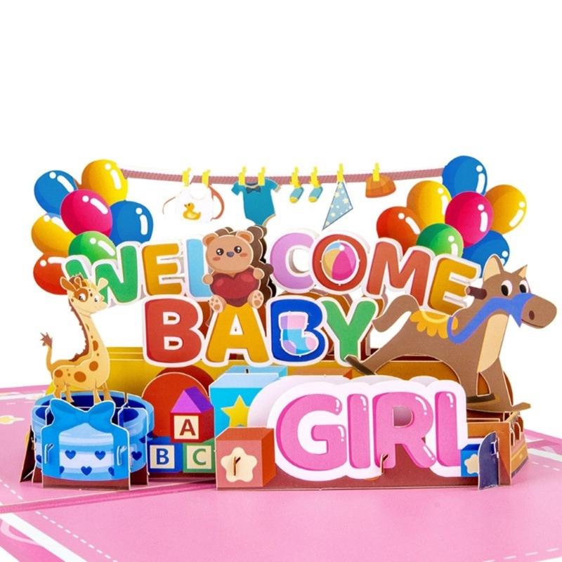 3D Popup Newborns Baby Greeting Card Unique 3D Popup Greeting Card For Welcoming New Baby Boy and Girls With Warmth