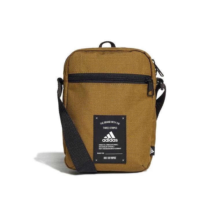 Adidas Sports Leisure Logo Nylon Shoulder Crossbody Bag Unisex Bags Khaki GN2054 Earth Yellow
