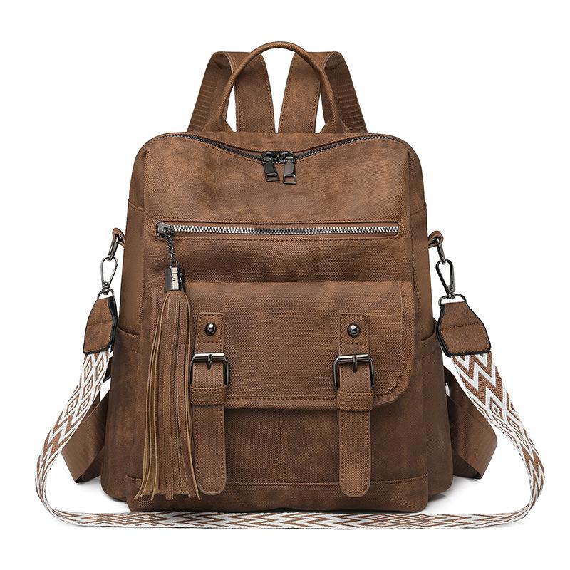 Vintage Ladies Backpack Premium Sense PU Soft Leather Shoulder Bag Large Capacity Commuter Multifunctional Backpack Women