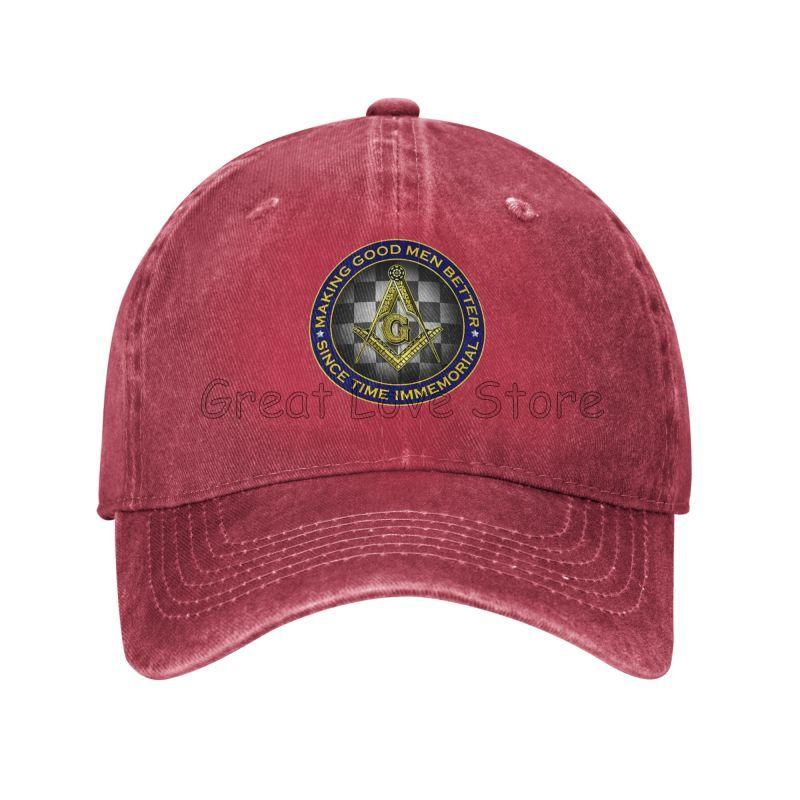 Punk Masons Masonic Freemason Baseball Caps Vintage Distressed Washed Cotton Hat Outdoor Travel Adjustable Fit Sun Cap