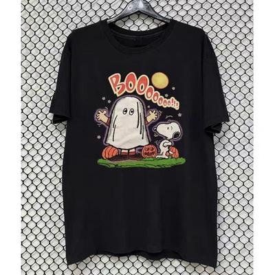 Halloween Snoop Dogg Joint Halloween Pumpkin Oldschool College Style Short-sleeved Men's and Women's Cotton Top Summer T-shirt