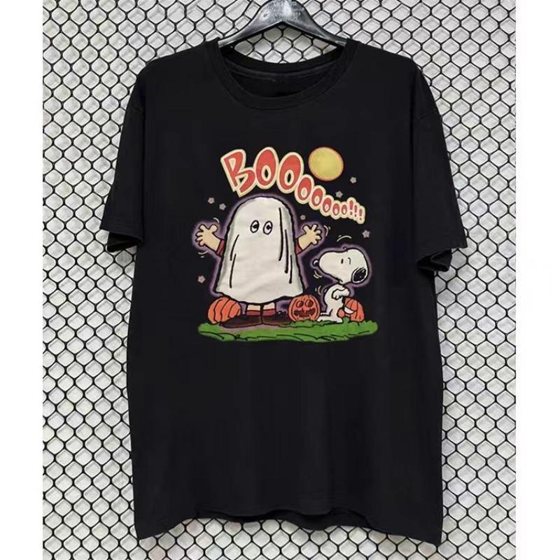 

Halloween Snoop Dogg Joint Halloween Pumpkin Oldschool College Style Short-sleeved Men s and Women s Cotton Top Summer T-shirt 4XL