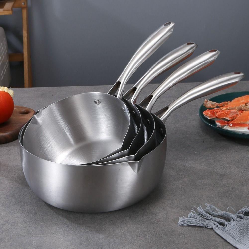 Flat Bottom Milk Pot No Coating Stew Pot Universal Stainless Steel Saucepan Induction Cook-top