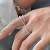 PONYKISS  Sterling Silver Hollow Heart Geometric Rings for Women Minimalist Trendy Fine  Opening Accessories