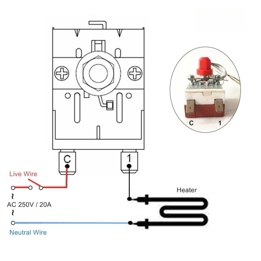 Bulb Capillary Thermostat Thermometer Temperature Safety Limiter Control Switch W/ Manual Reset TSR- For Boiler Heater Cooker