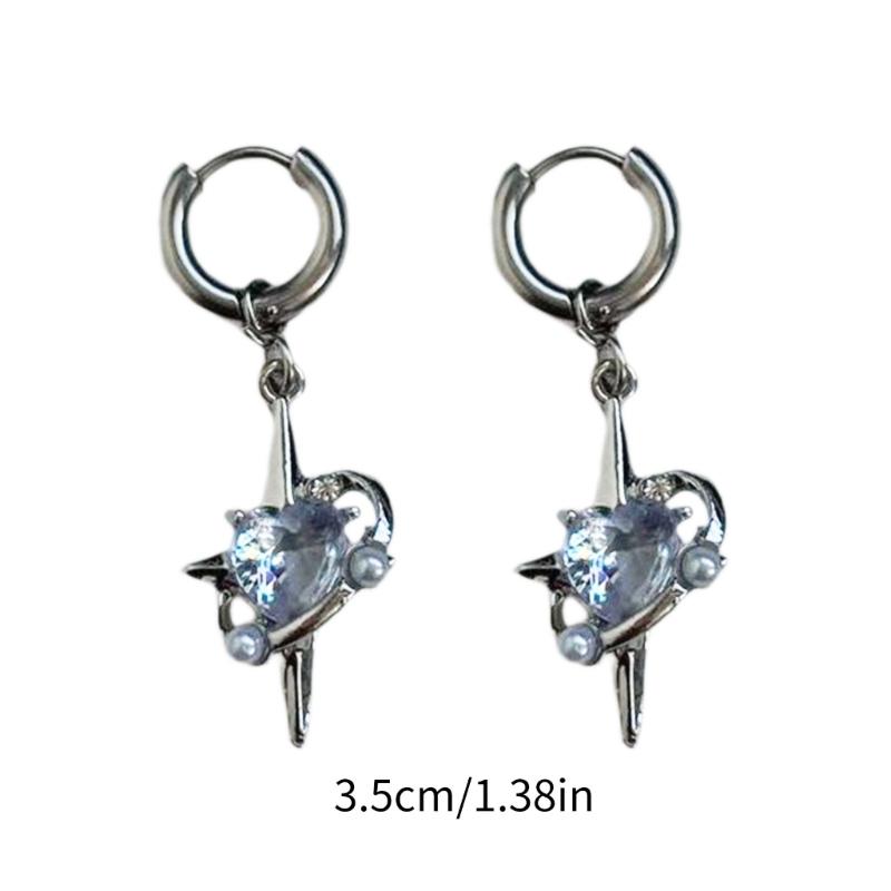 Temperament Hängeohrringe Einfache Herz Stern Anhänger Hängeohrringe Statement Schmuck Mode Kleine Creolen