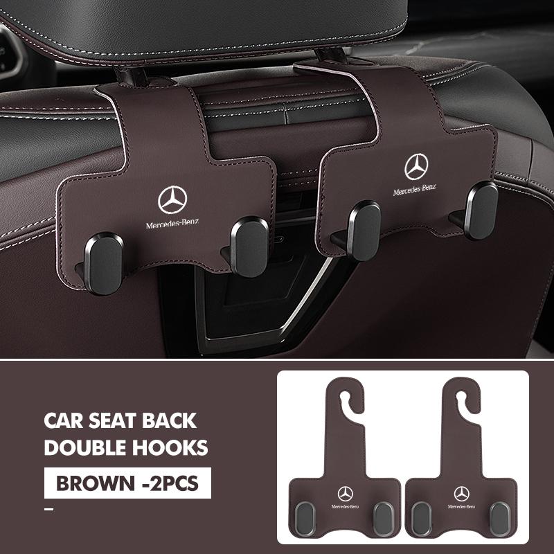 D6Car Rear Seat Double Head Storage Hook Headrest Hanger Clip For Mercedes Benz AMG A C E S G Class W201 W210 W108 W204 W205 W203