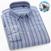 Camicia da uomo a righe in cotone Oxford a maniche lunghe con bottoni