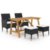 Exclusive House - 5 Pcs Garden Dining Set Black