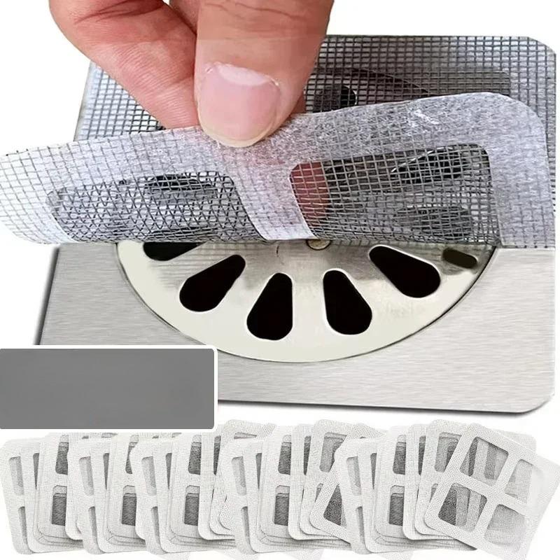 30/50 Disposable Shower Drain Hair Catcher Mesh Shower Drain Covers Floor Sink Strainer Filter Hair Stopper For Bathroom Kitchen