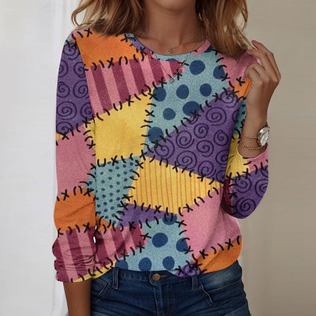 Košile s dlouhým rukávem pro ženy Roztomilý potisk Grafika Trička Halenky Běžné Velikosti Zásadní topy Pulovr