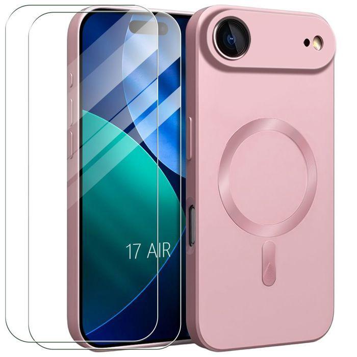 Coque de Protection - E.F.Connection - pour iPhone Air - TPU avec Anneau Mangétique Rose - 2 Vitres