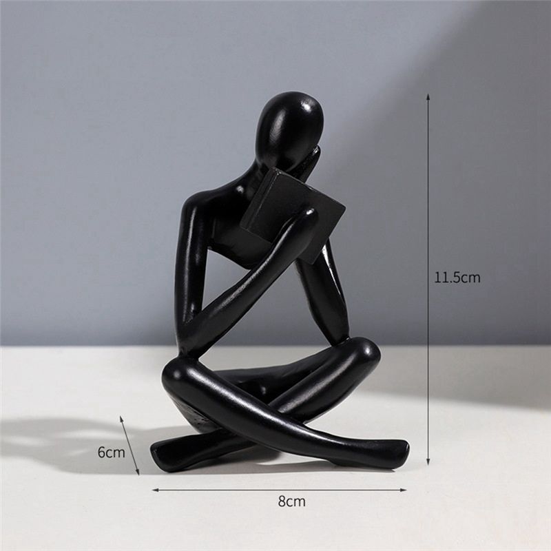M-Modern-Thinkers Sculptures,Black Thinkers Resin Statue Reading Ornament,Thinkers Sculpture Decoration, Modern Book Decor Durab