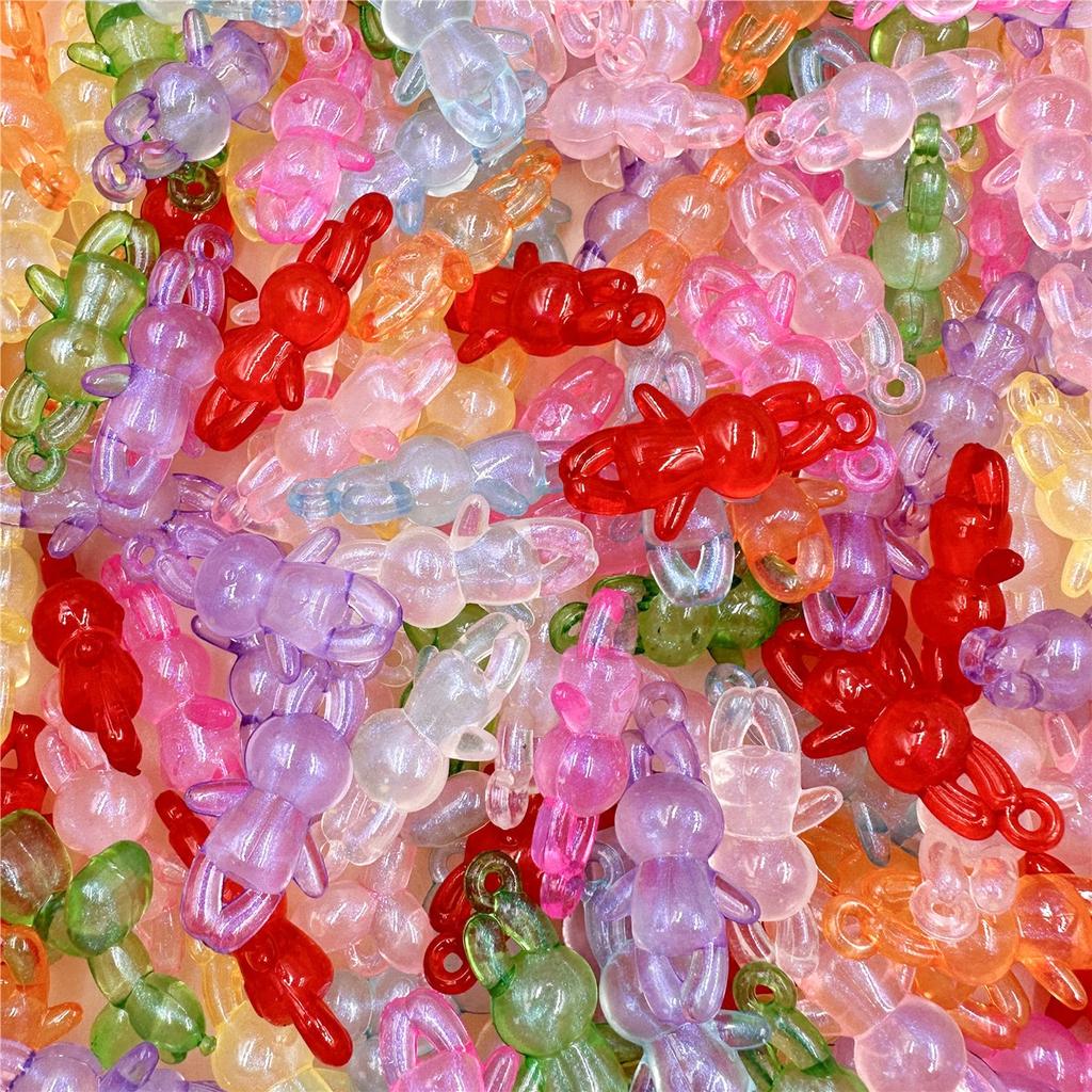 10 Stück 23 x 46,5 mm zum Selbermachen für die Schmuckherstellung, Acryl-Anhänger, stehende Kaninchenperlen, modisches handgefertigtes Material