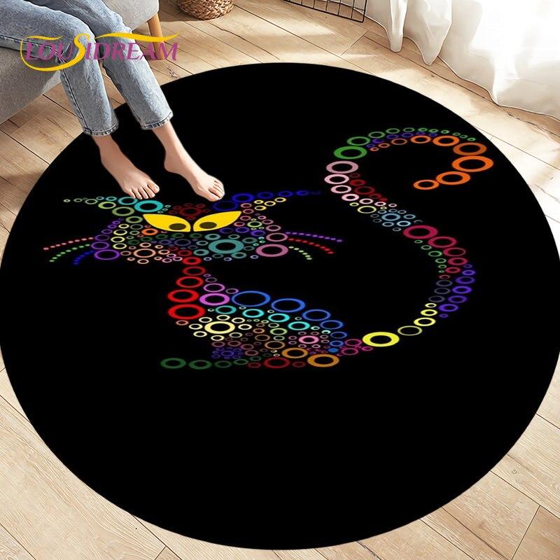 3D Cartoon Cute Cat Area Rug,Round Carpet Rug for Living Room BedRoom Sofa Chair,Kids Play Crawl Soft Non-slip Floor Mat Gift