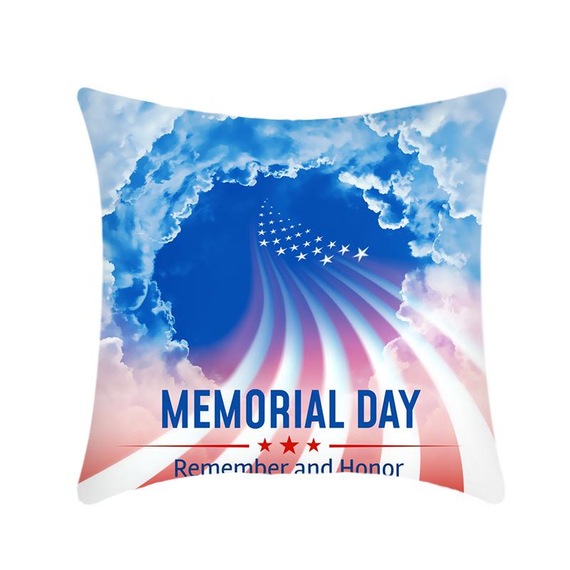 Independence Day Throw Pillow Cover Blue Theme Plush Print Sofa Bed Car Cushion Cover Without Core