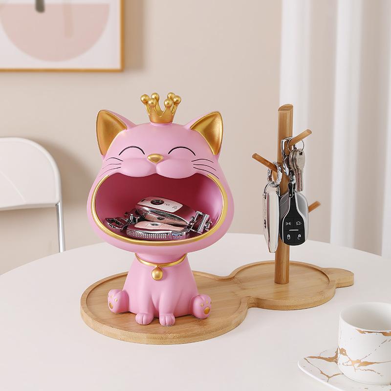 Crown Cat Veranda Dekoration Licht Luxus Heimdekoration Kreatives Wohnzimmer Getrocknete Früchte Süßigkeiten Schlüssel Aufbewahrungsbox Harzdekoration