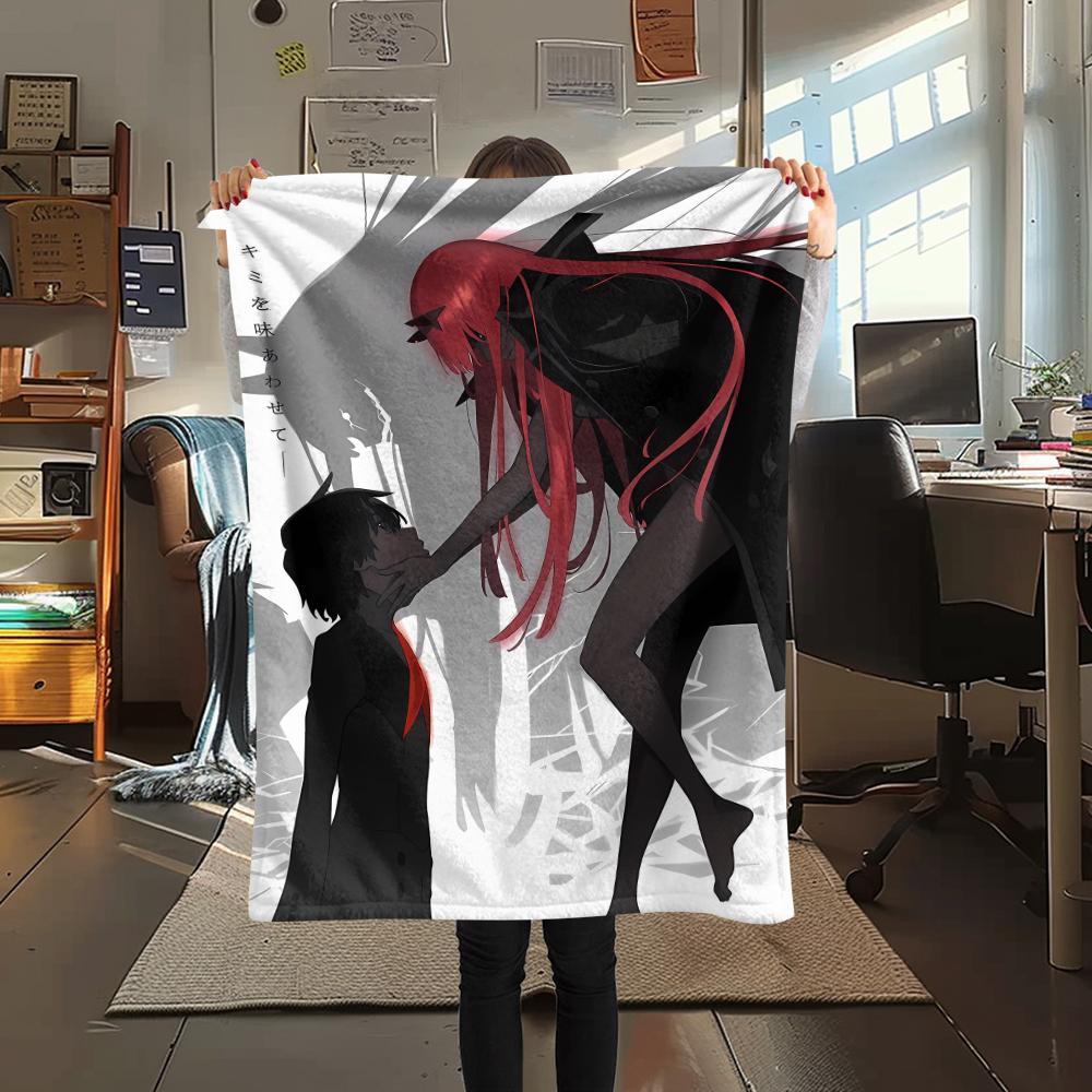 1PC DARLING In the FRANXX Zero Two Print Flannel Blanket, High Quality All Seasons, Home Decor, Warmth and Comfort, Perfect for Christmas Gifts