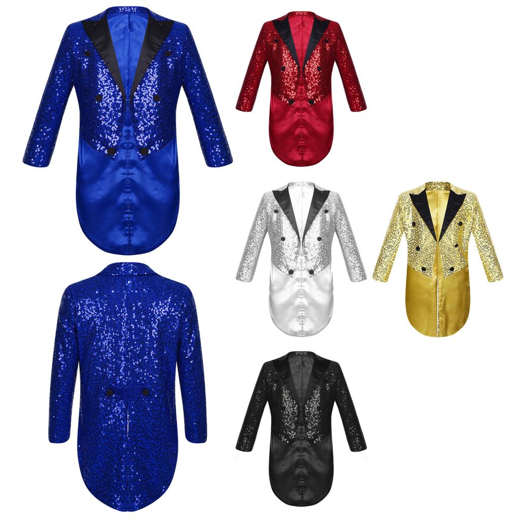 Blazer alla moda con paillettes per uomo un bottone casual fit vestito cappotto manica lunga elegante vestito giacca per matrimonio festa cosplay