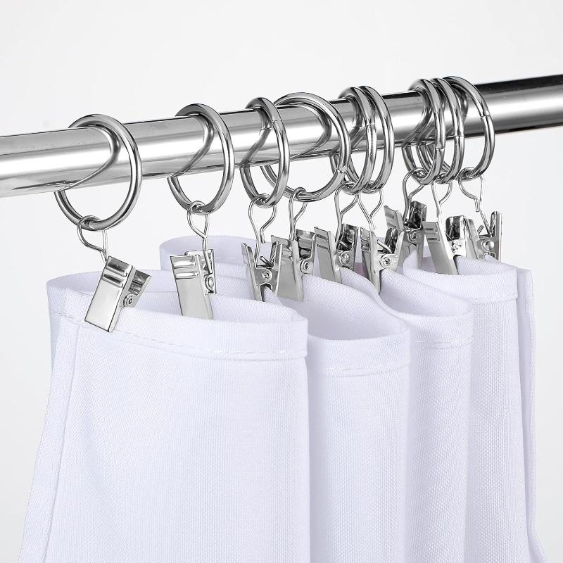 Metall Gardinstångsklämma Rostfria Draperiringar Krokar Hem Badrum Dekorativa Gardinstänger Hängare Hängande Foton Hattar Klämmor