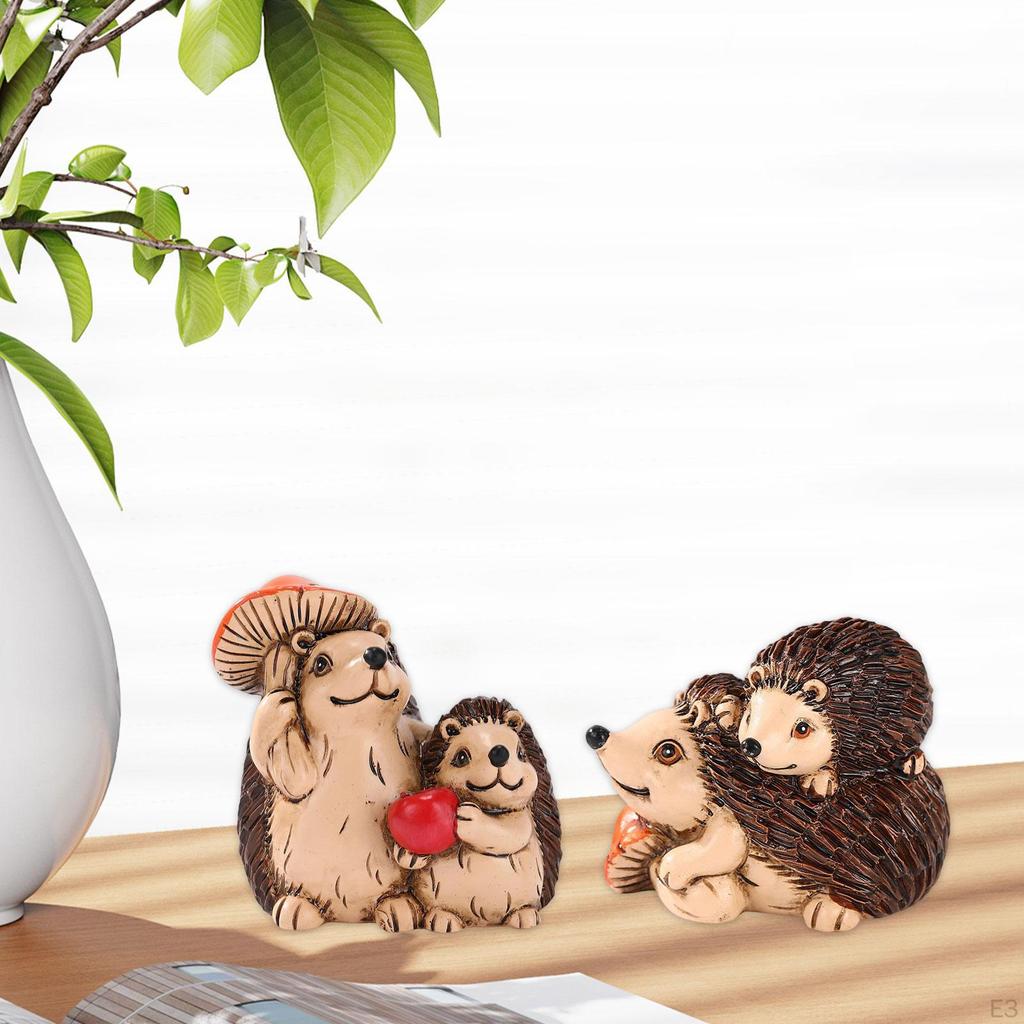 Hedgehog Figurine Animal Sculpture Small Creative Desktop Ornament Garden Accessories for Fireplace