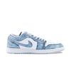 Jordan Air Jordan 1 Slip Resistant Abrasion Resistant Low Top Vintage Basketball Shoes Men's Blue White FQ7687-300(Team626-)