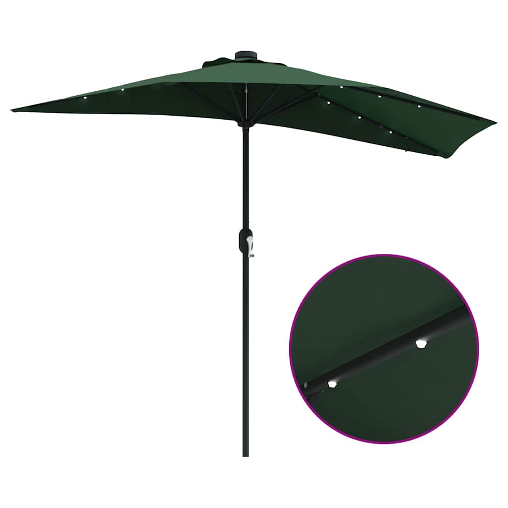 Garden Sun Umbrella Green 294 X 150 X 223 Cm Polyester and Steel
