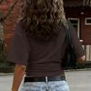 Women Summer Basic Casual Round Neck T-shirt Summer Street Style Short Sleeve Drop Shoulder Crop Top