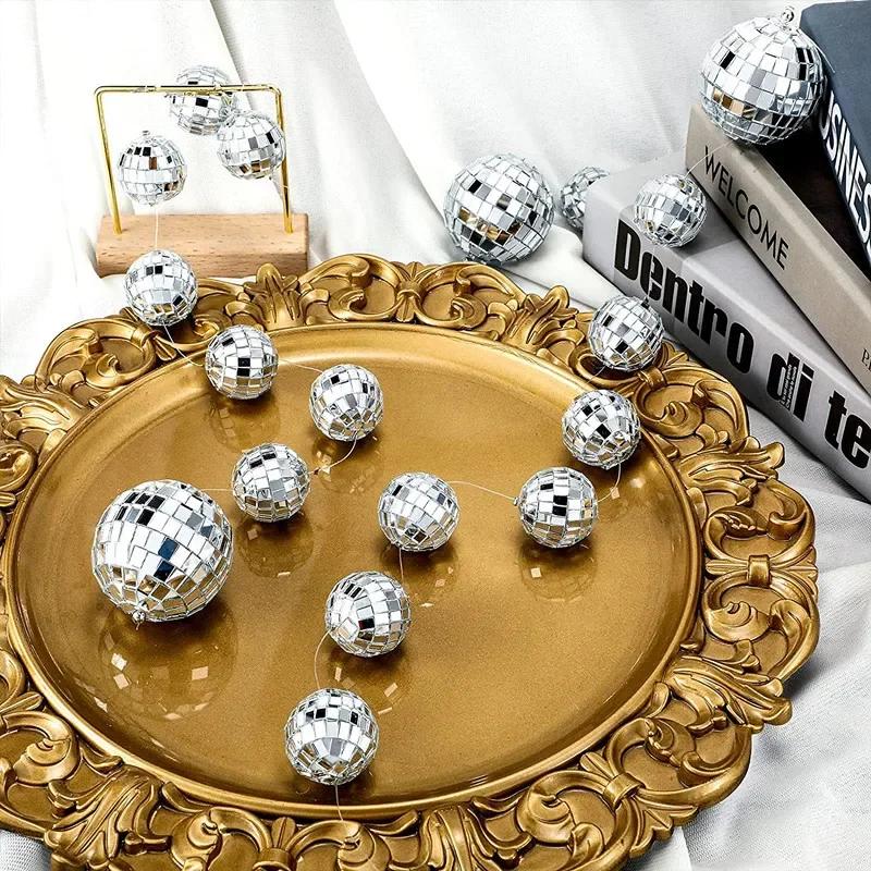 3D Mirror Disco Ball String Garland Banner Wall Background Hanging for 90s Music Disco Theme Birthday Wedding Party Decoration