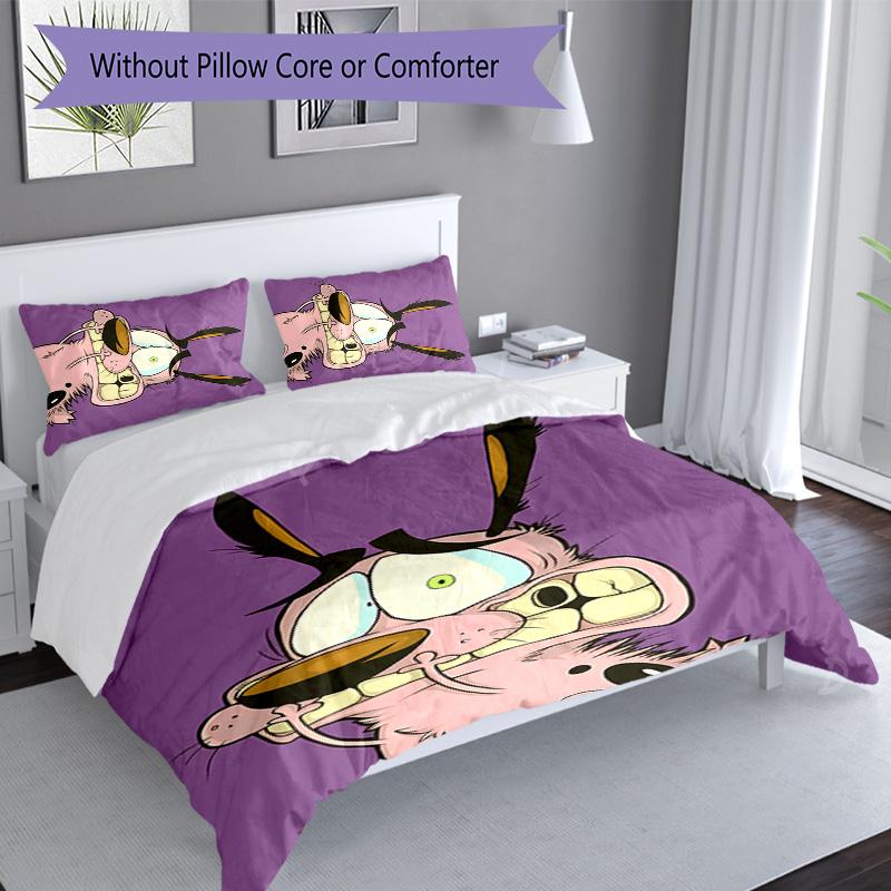 3pcs Courage the Cowardly Dog Pattern Bedding Set Duvet Cover Set Includes Duvet Cover &pillowcases, Perfect All Season Bedroom Decoration & Gift