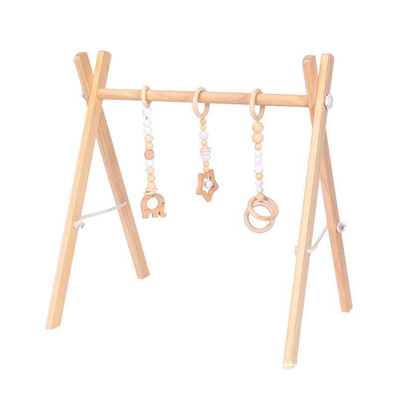 Nordic Wooden Baby Fitness Toy with Bells and Hanging Ornaments
