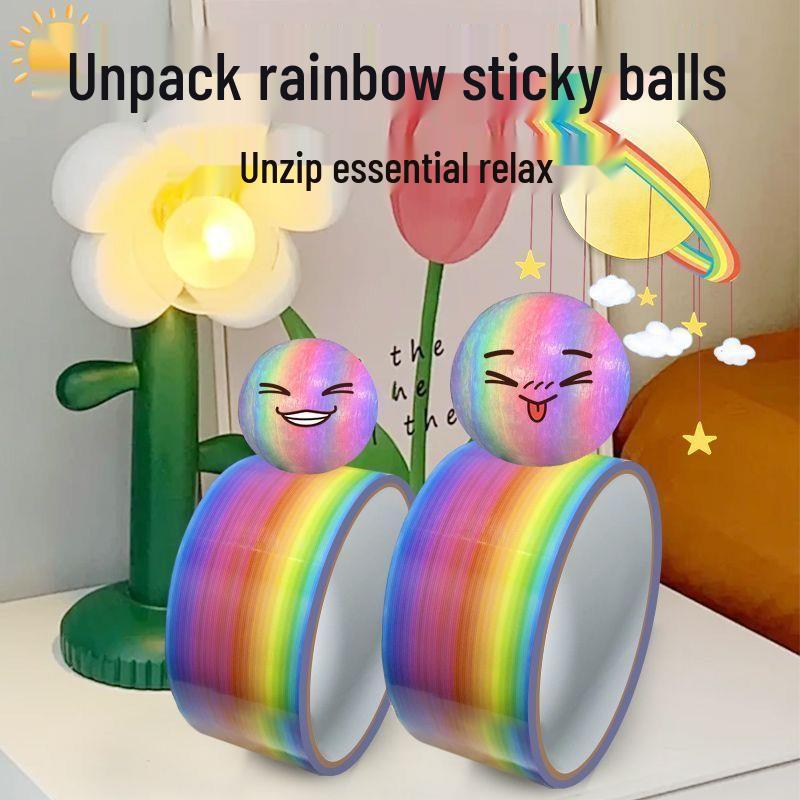 Color Sticky Ball Tape - 6.0cm Wide Adhesive Balls in Macaron Colors