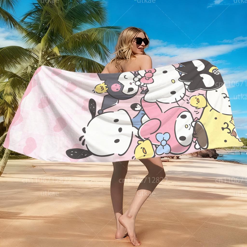 1pc Sanrio Characters Beach Towel, Lightweight Portable Towel for Beach, Pool, Travel and Camping