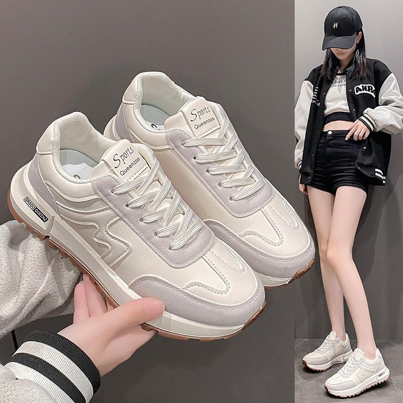 Dad Shoes Women's Autumn New Ins Tide Korean Version of College Style Thick-soled Heightening Casual Sports Running Shoes