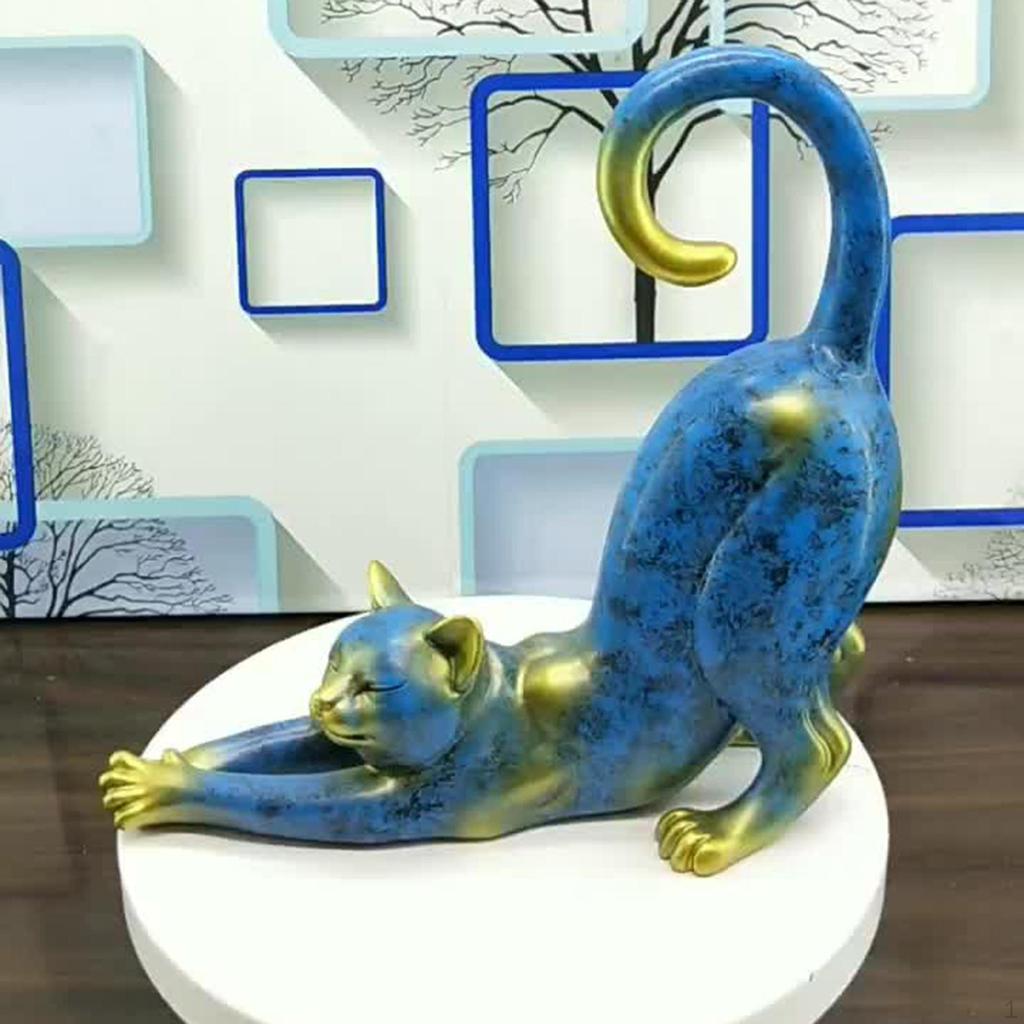 Figurine Decorative Cat Stretching Home Decor